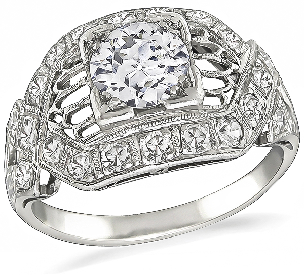 Art Deco 0.80ct Diamond Engagement Ring