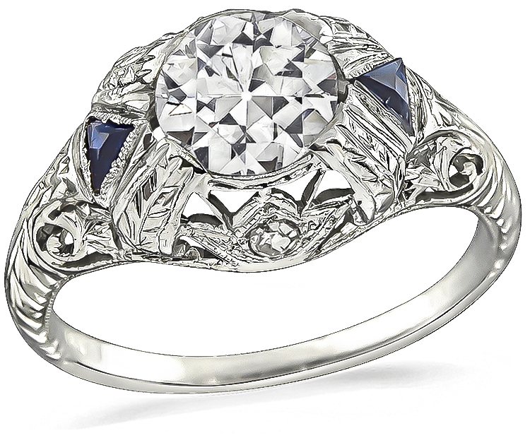 Art Deco 0.89ct Diamond Engagement Ring