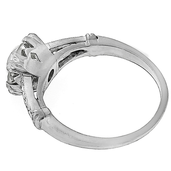 Art Deco 1.07ct Old Mine Cut Diamond Platinum Engagement Ring
