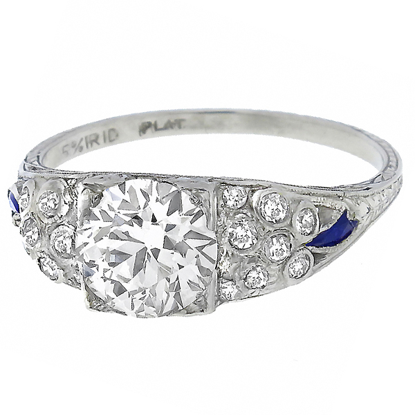  platinum diamond sapphire engagement ring 3