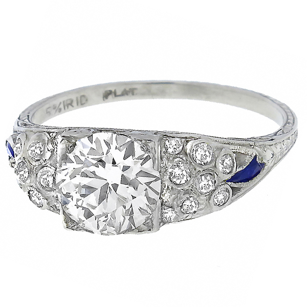  platinum diamond sapphire engagement ring 1