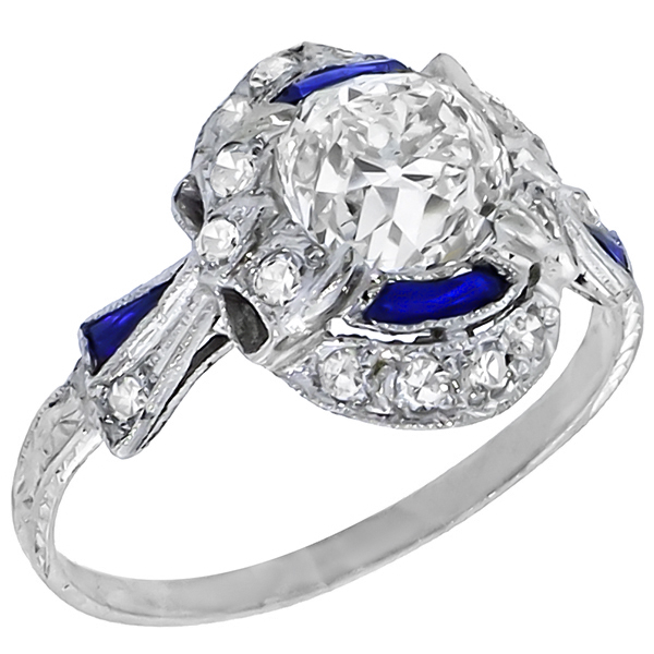 platinum diamond and sapphire engagement ring 4