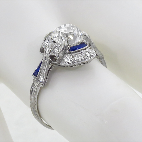 platinum diamond and sapphire engagement ring 1