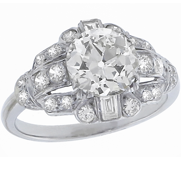 art deco diamond  platinum engagement ring 1