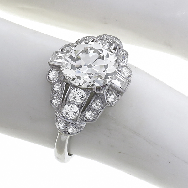 art deco diamond  platinum engagement ring 1