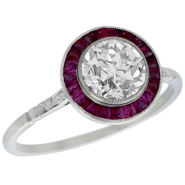 diamond ruby platinum engagement ring 1