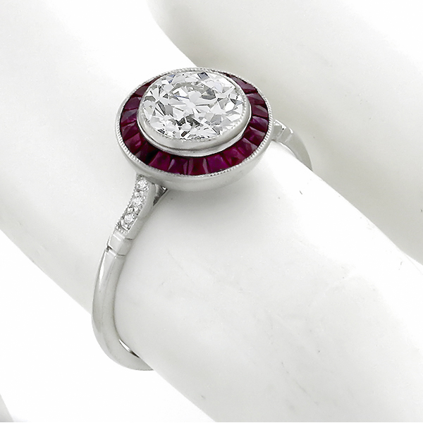 diamond ruby platinum engagement ring 1