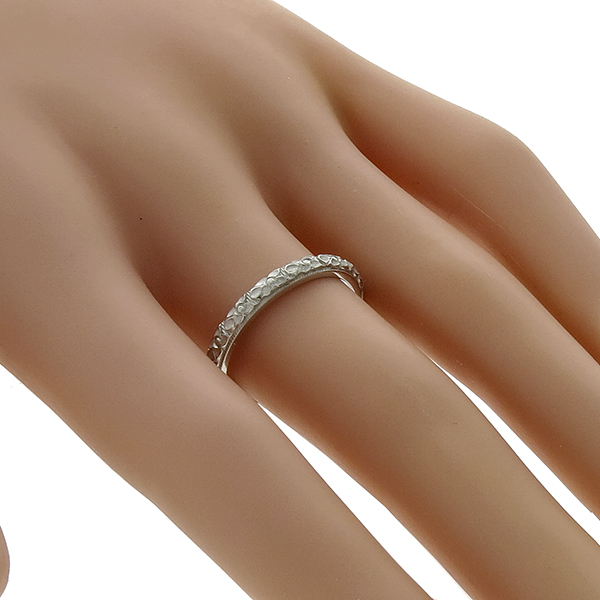 Art Deco Floral Platinum Wedding Band