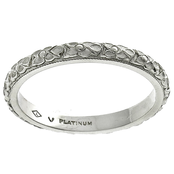 Art Deco Floral Platinum Wedding Band