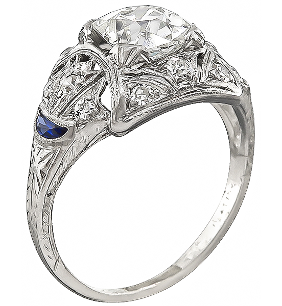 vintage diamond sapphire art deco engagement ring 010508 1