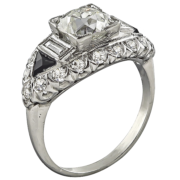 Art Deco GIA Certified 1.61ct Diamond Engagement Ring