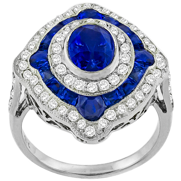 Estate Sapphire  Diamond Gold Ring 