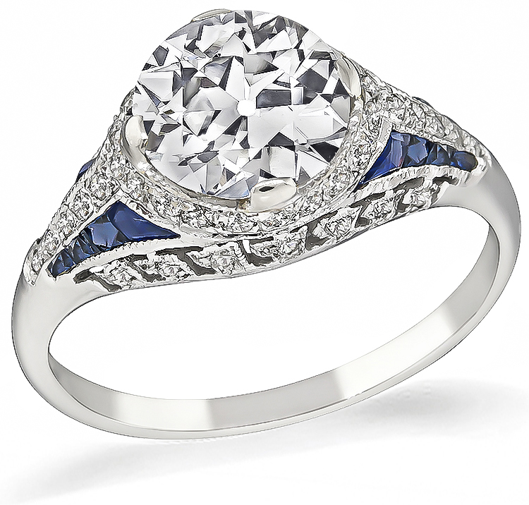 Art Deco Style 1.72ct Diamond Engagement Ring