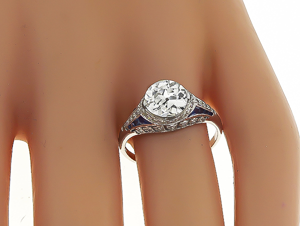 Art Deco Style 1.72ct Diamond Engagement Ring