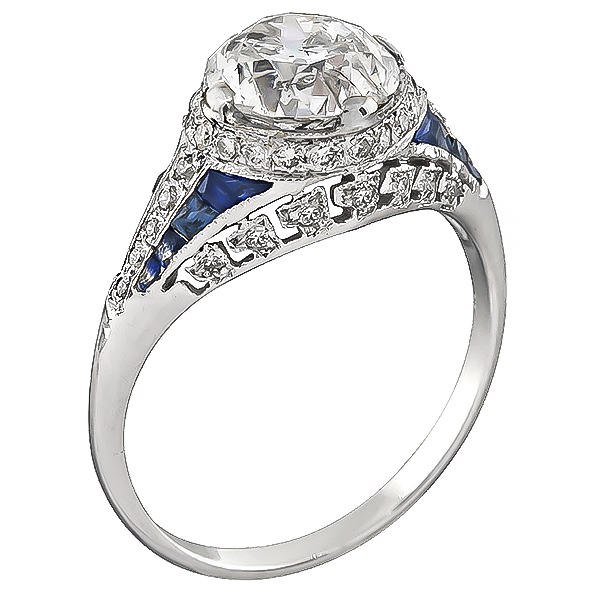 Art Deco Style 1.72ct Diamond Engagement Ring