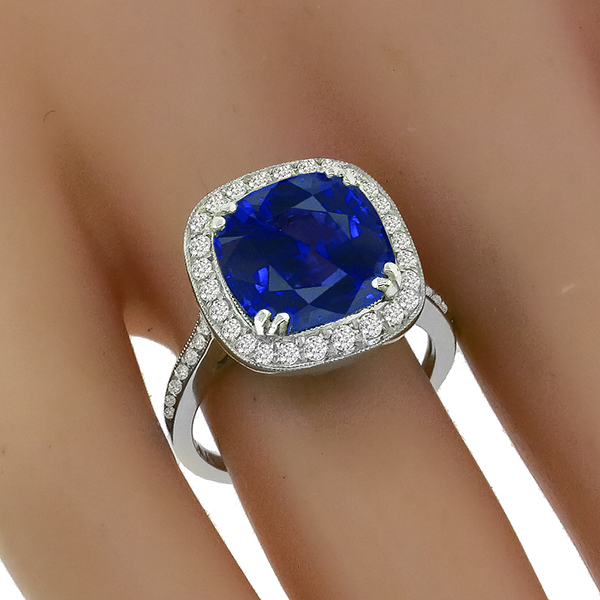 Ceylon Sapphire Diamond Platinum Engagement Ring
