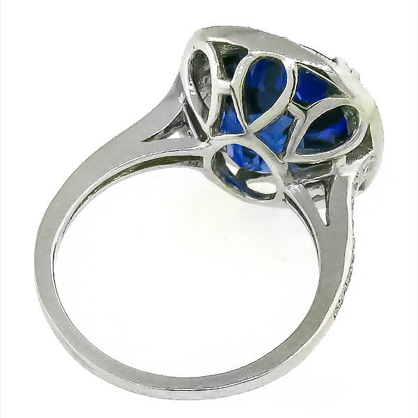 Ceylon Sapphire Diamond Platinum Engagement Ring