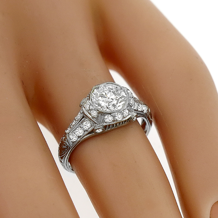 Art Deco GIA 0.89ct Diamond Engagement Ring| Israel Rose