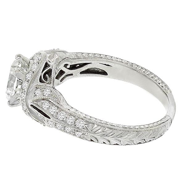 Art Deco Inspired 1.40ct Diamond Gold Engagement Ring 