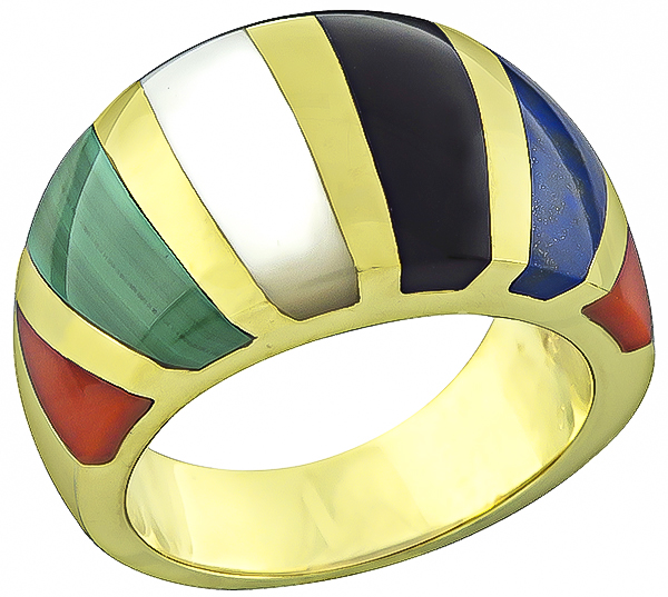 Asch Grossbardt Multi Color Gemstone Inlay Ring