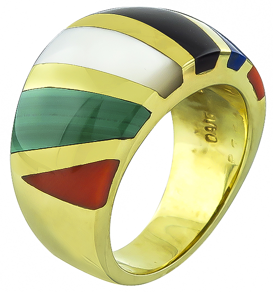 Asch Grossbardt Multi Color Gemstone Inlay Ring