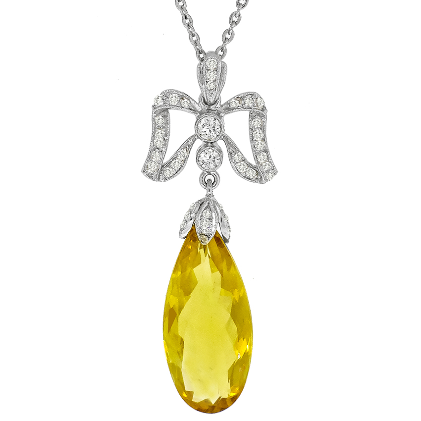 8.63ct Citrine 0.45ct Diamond Gold Pendant