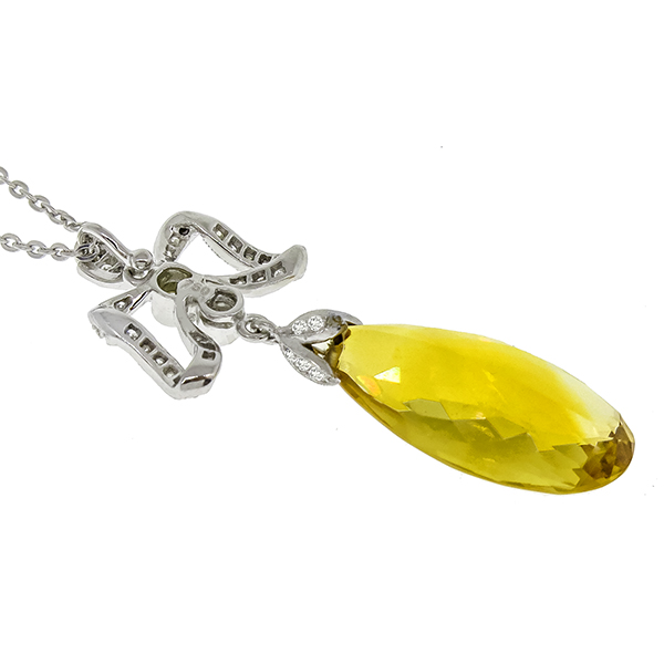 8.63ct Citrine 0.45ct Diamond Gold Pendant