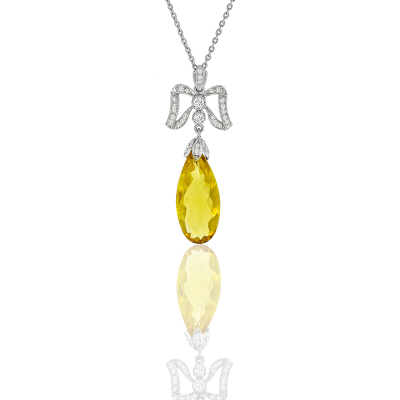 8.63ct Citrine 0.45ct Diamond Gold Pendant