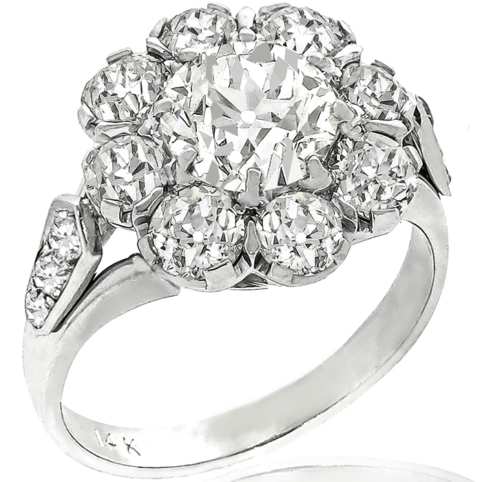 1.71ct Diamond Palladium Gold Ring