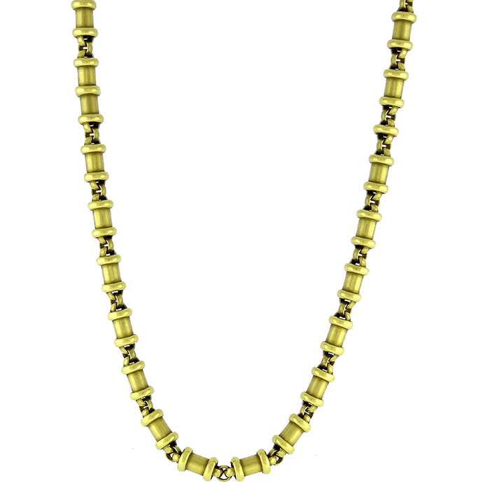 B Kieselstein-Cord Gold Barrel Necklace