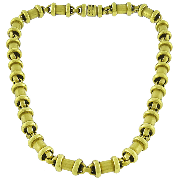 B Kieselstein-Cord Gold Barrel Necklace