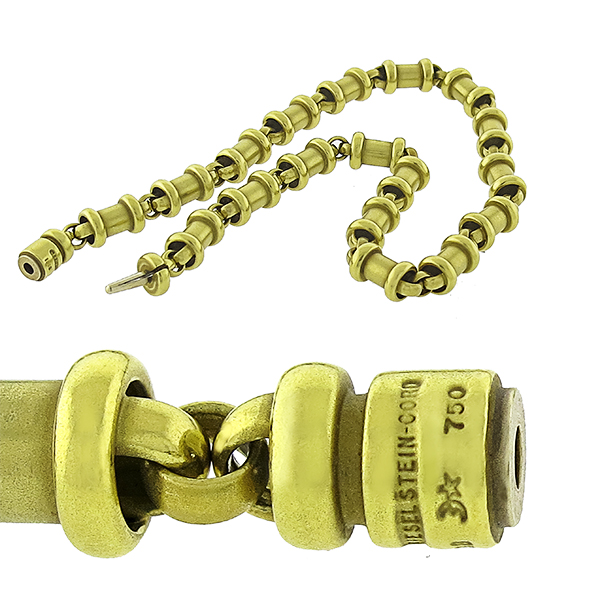B Kieselstein-Cord Gold Barrel Necklace