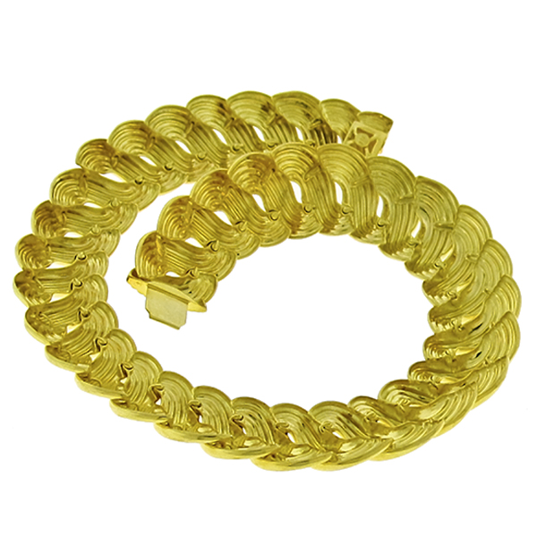 18k Gold Weave Link Necklace 