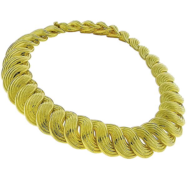 18k Gold Weave Link Necklace 