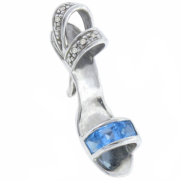  blue topaz  diamond 10k white gold pendant 1
