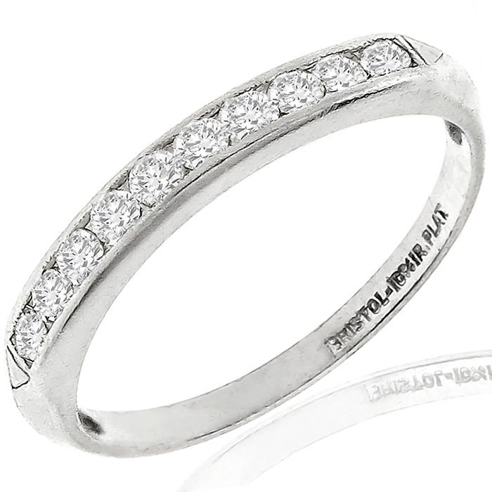 Vintage Bristol 0.35ct Round Brilliant Diamond Platinum Wedding Band