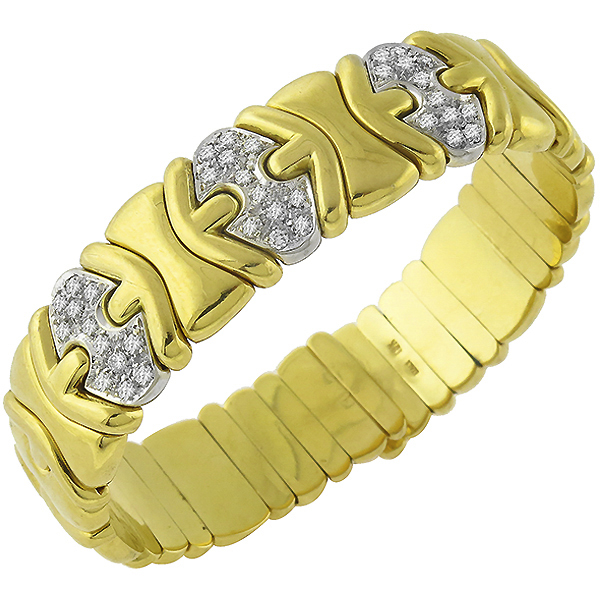 diamond 18k yellow gold Bvlgari inspired bangle 1