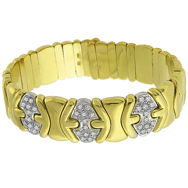 diamond 18k yellow gold Bvlgari inspired bangle 1