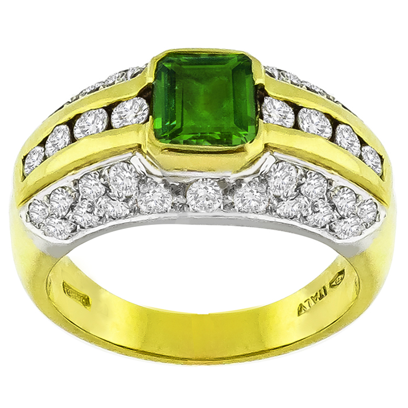 1.00ct Colombian Emerald 0.75ct Diamond Gold Ring