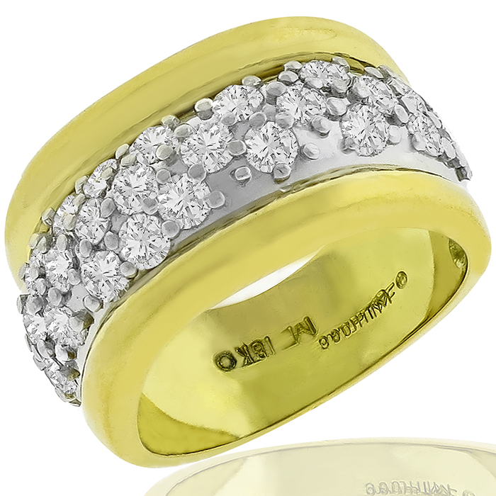 Estate 2.00ct Round Cut Diamond 18k Yellow And White Gold Ring