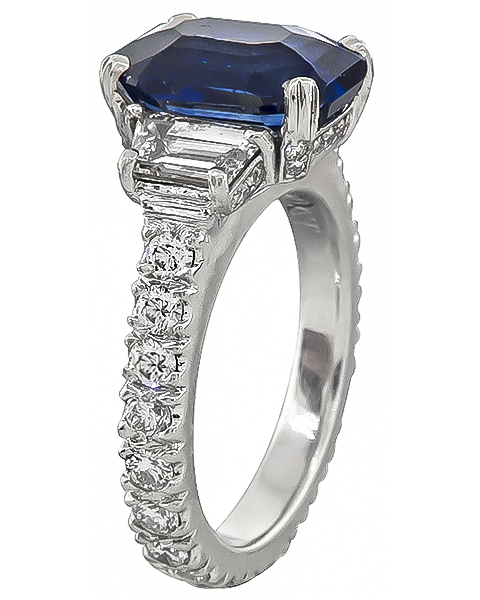 5.16ct Sapphire 1.60ct Diamond Engagement Ring