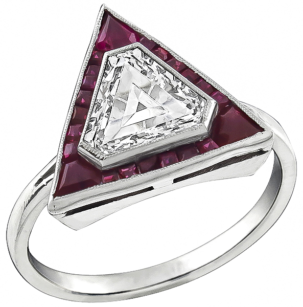 EGL Certified 1.17ct Diamond 0.40ct Ruby Engagement Ring Photo 1