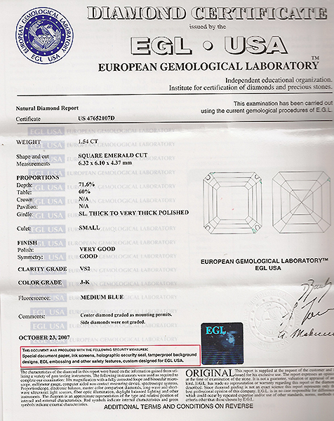 EGL Certified 1.54ct Diamond Engagement Ring Photo 1