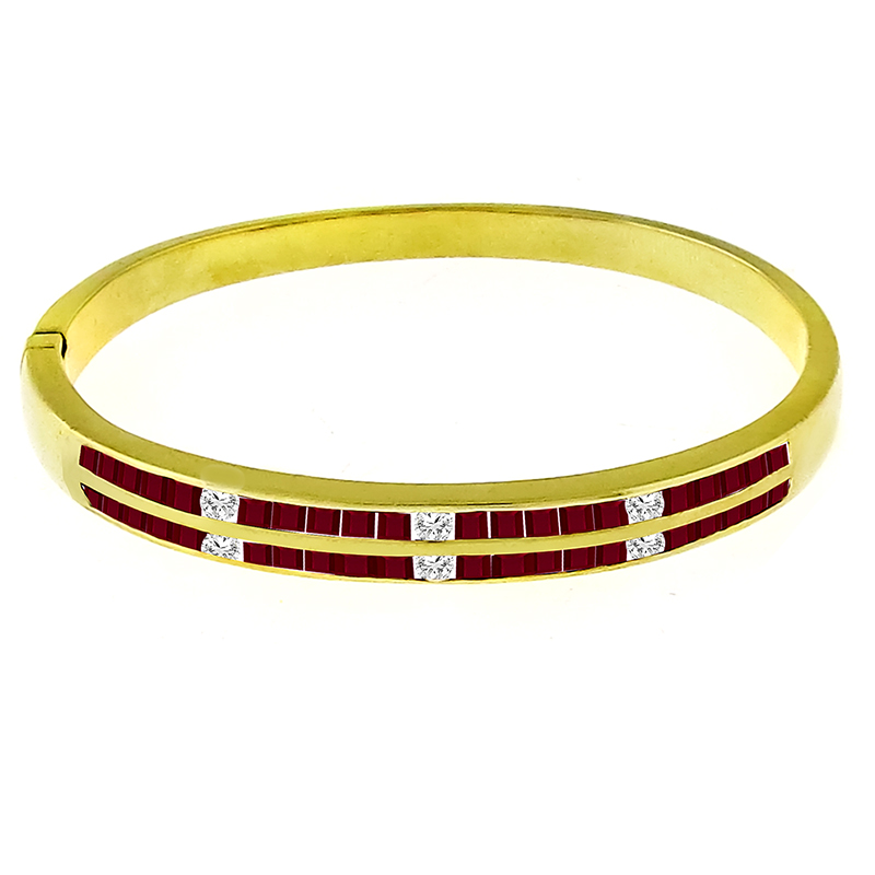 2.00ct Ruby 0.50ct Diamond Bangle  Bracelet | Israel Rose