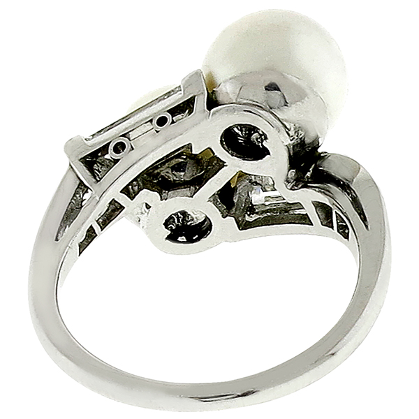 Pearl 1.00ct Diamond Gold Ring 