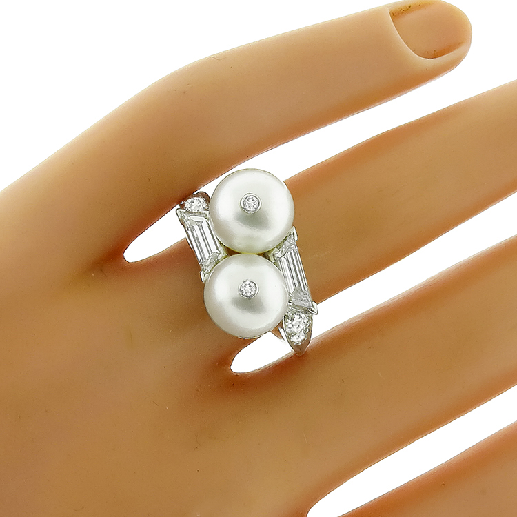 Pearl 1.00ct Diamond Gold Ring 