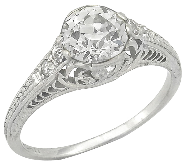 vintage 1.04ct diamond platinum engagement ring photo 4
