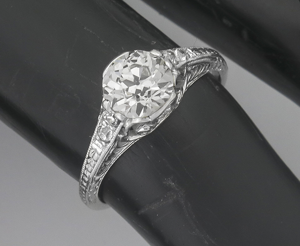 vintage 1.04ct diamond platinum engagement ring photo 1