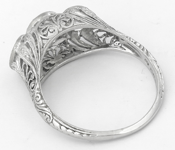 edwardian 2.82ct diamond platinum anniversary ring 3/4 view photo
