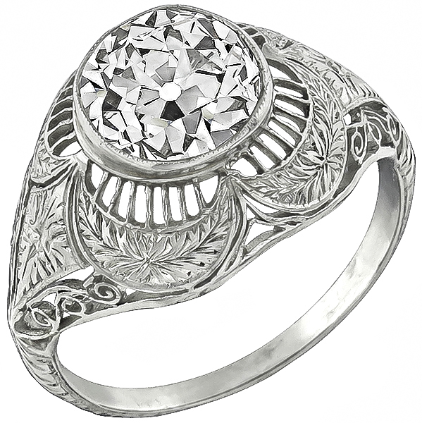 Edwardian 3.23ct Diamond Engagement Ring Photo 1